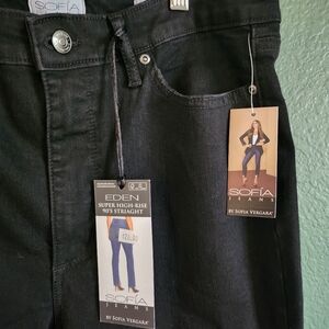 Sofia Vergara Black Jeans High Rise 90's style Straight Leg NWT